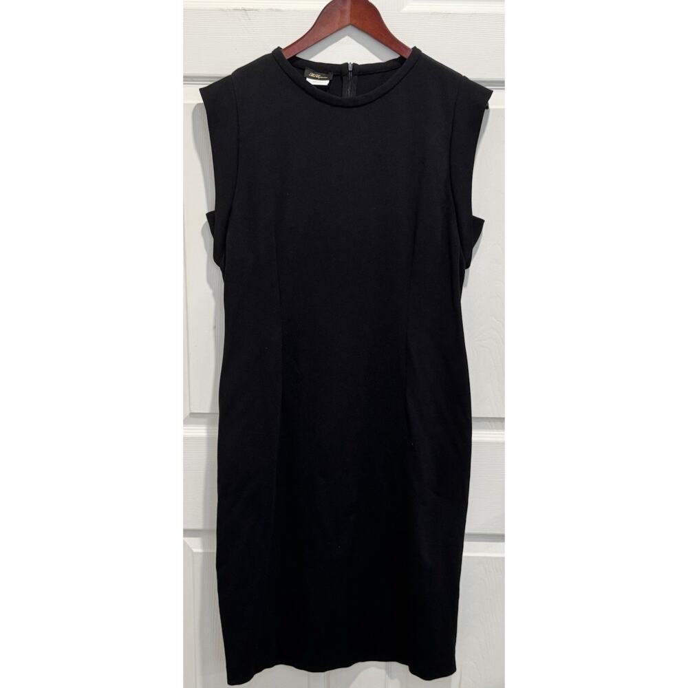 Les Copains Black Pencil Dress Size 48 Sleeveless Knee Length Sheath Poly Blend